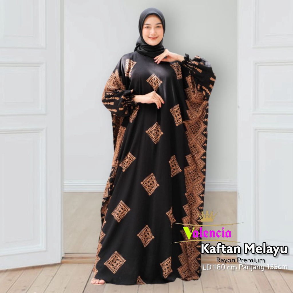 Melayu Kaftan Wanita Rayon Batik Premium Gamis Jumbo Kekinian Dress Bigsize LD 180 cm