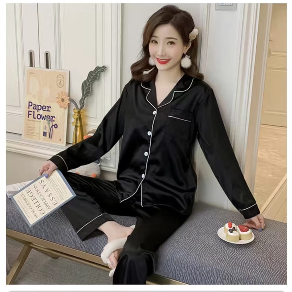 Setelan baju tidur piyama satin pp