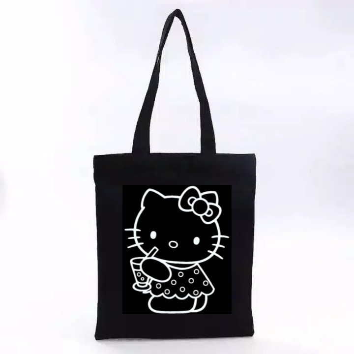 Tote Bag resleting zipper sablon gambar real product foto distributor dasi