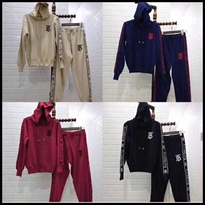 Hd Set Hodie Burberry Setelan Blouse Celana Training Olahraga Wanita