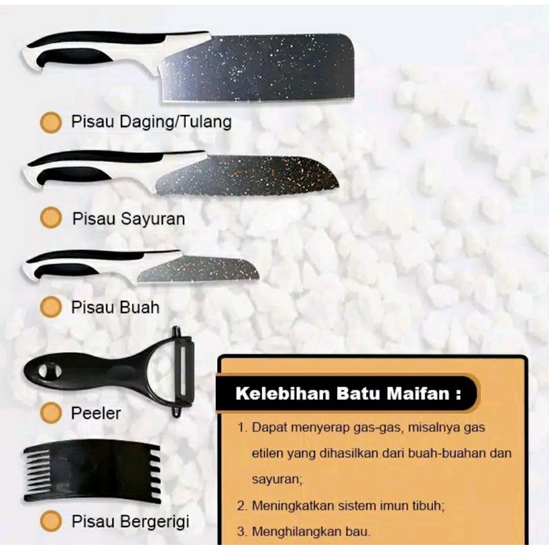 SET PISAU DAPUR HITAM KERAMIK MEWAH ISI 5 PCS MURAH