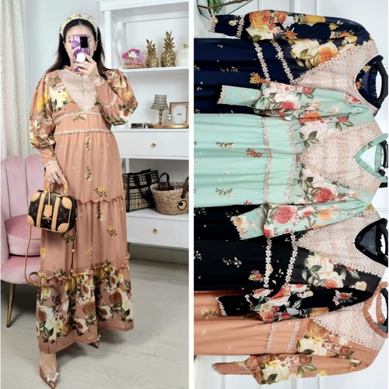 Gamis lesti ceruti Bunga original by meijiewang