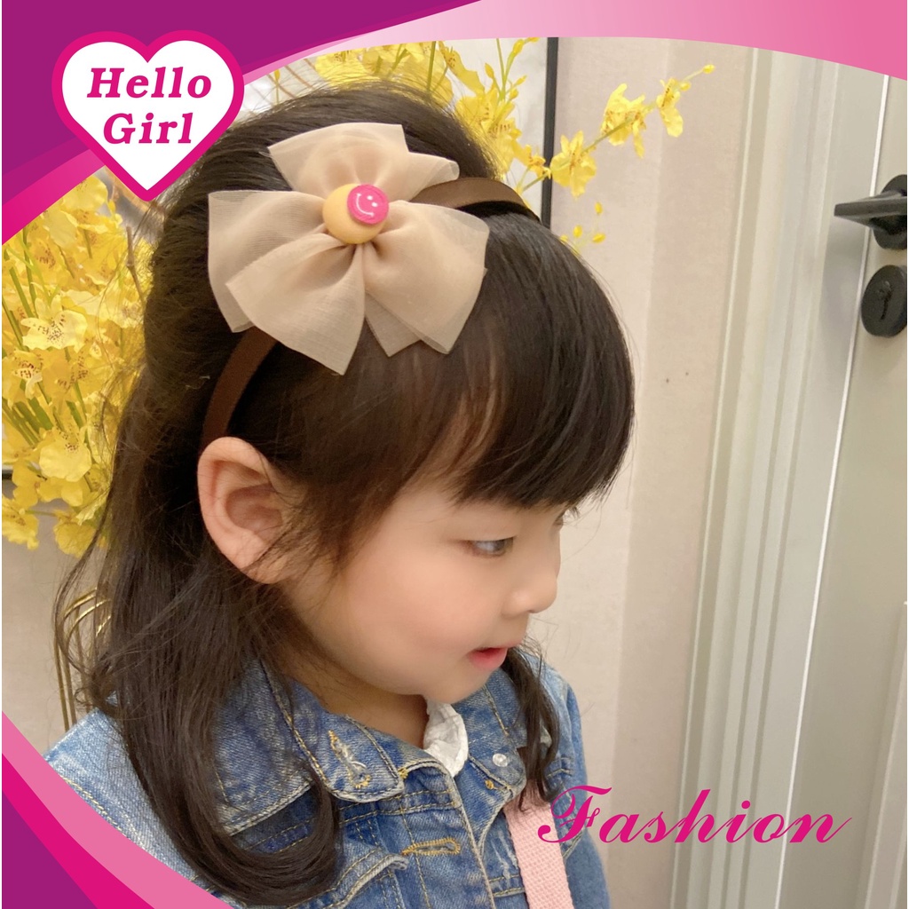 (Hello Girl)B27 Bandana Anak Bando Pita Jaring Import