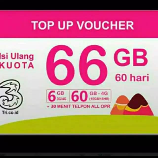 Voucher Kuota Tri 66GB