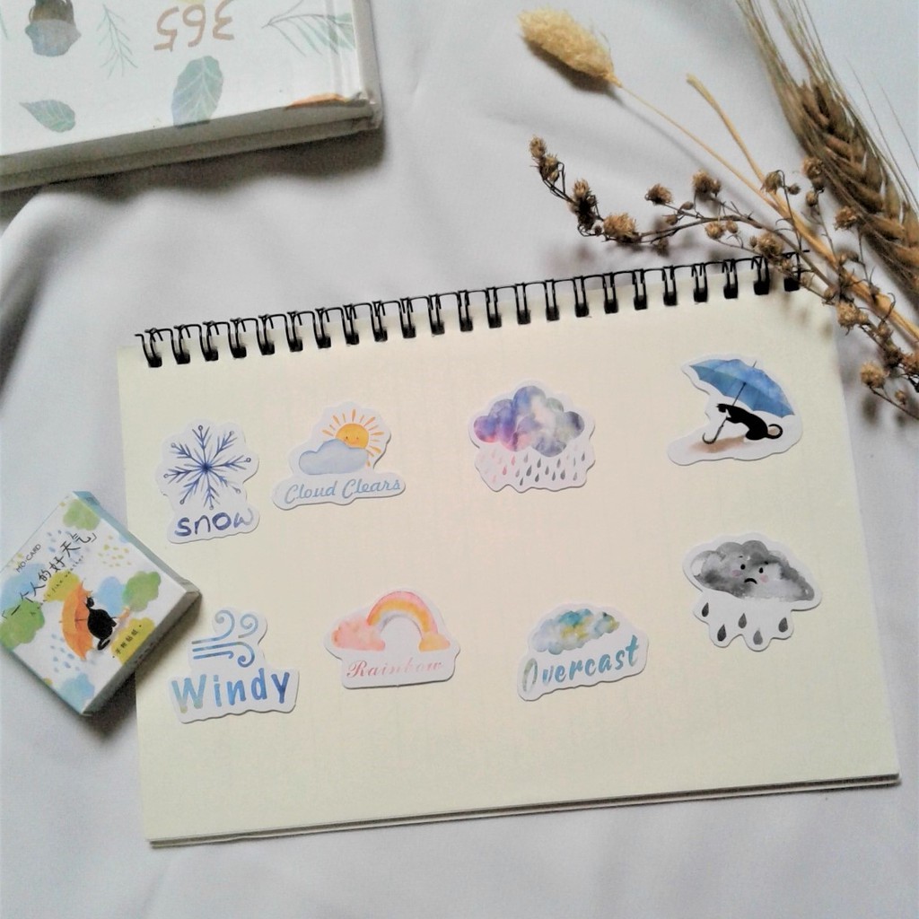 

45 Pcs Stiker Aesthetic/Stiker Box Weather Dekorasi Scrapbook Journal DIY
