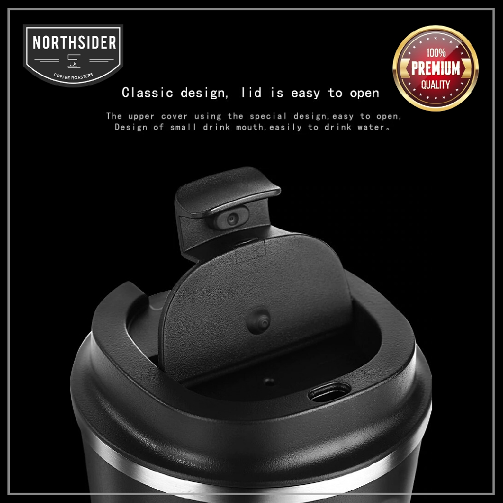 TUMBLER KOPI 380ML &amp; 510ML HITAM - STAINLESS STEEL VACUUM MUGS NORTHSIDER