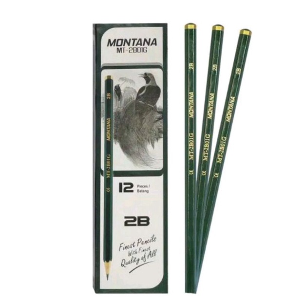 12 pcs pensil 2b kayu merk montana