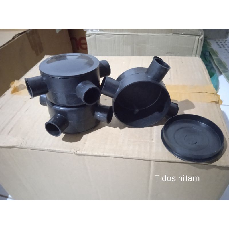 T dos hitam & abu-abu lubang pipa 5/8