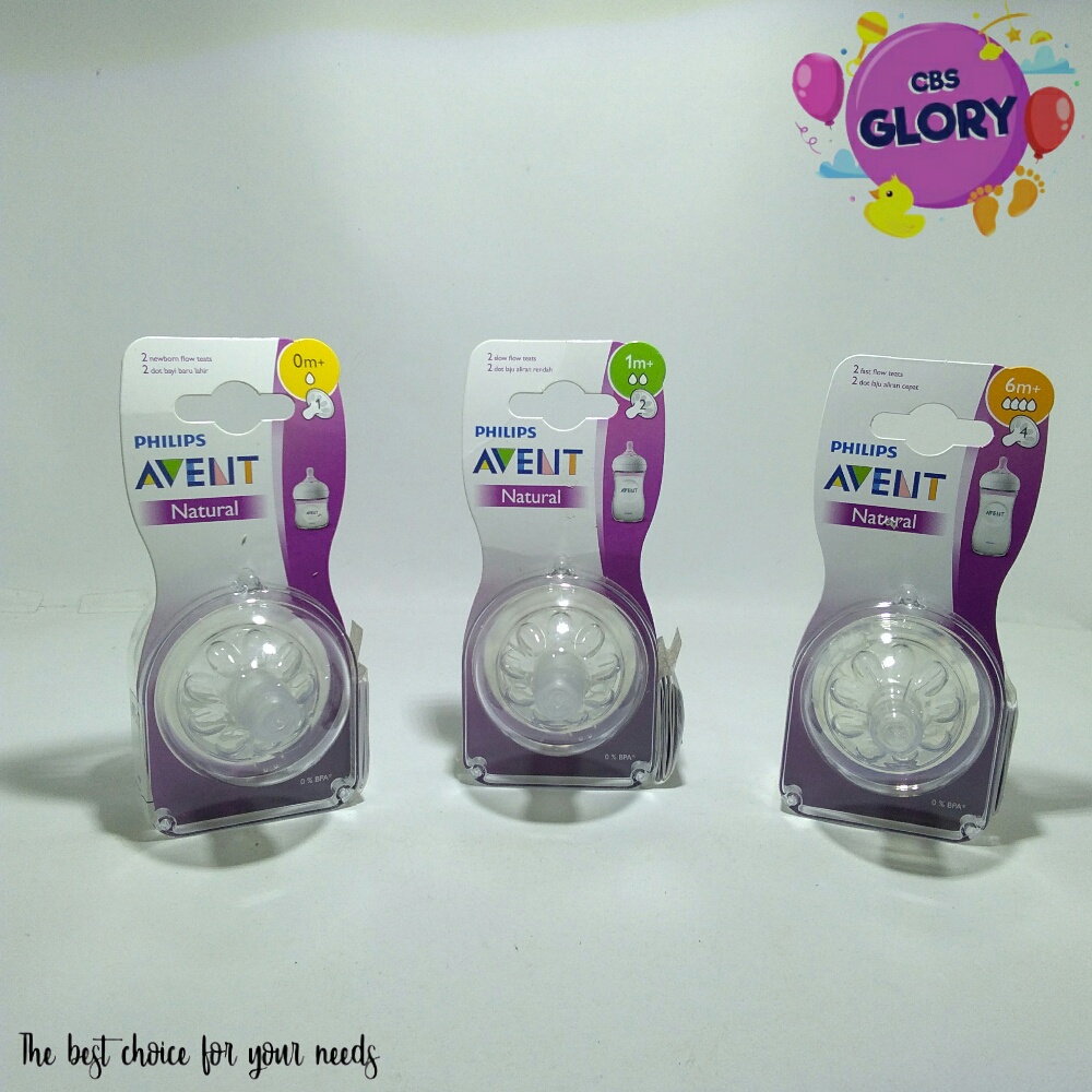 Karet Dot Bayi Philips Avent Natural 0m+ , 1m+,3+m, 6m+ Isi 2 Pcs/Niple Botol Avent Natural