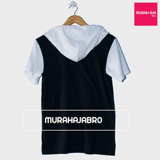  Baju  Kaos Polos  Hoodie Tali Lengan Pendek Raglan Hitam 