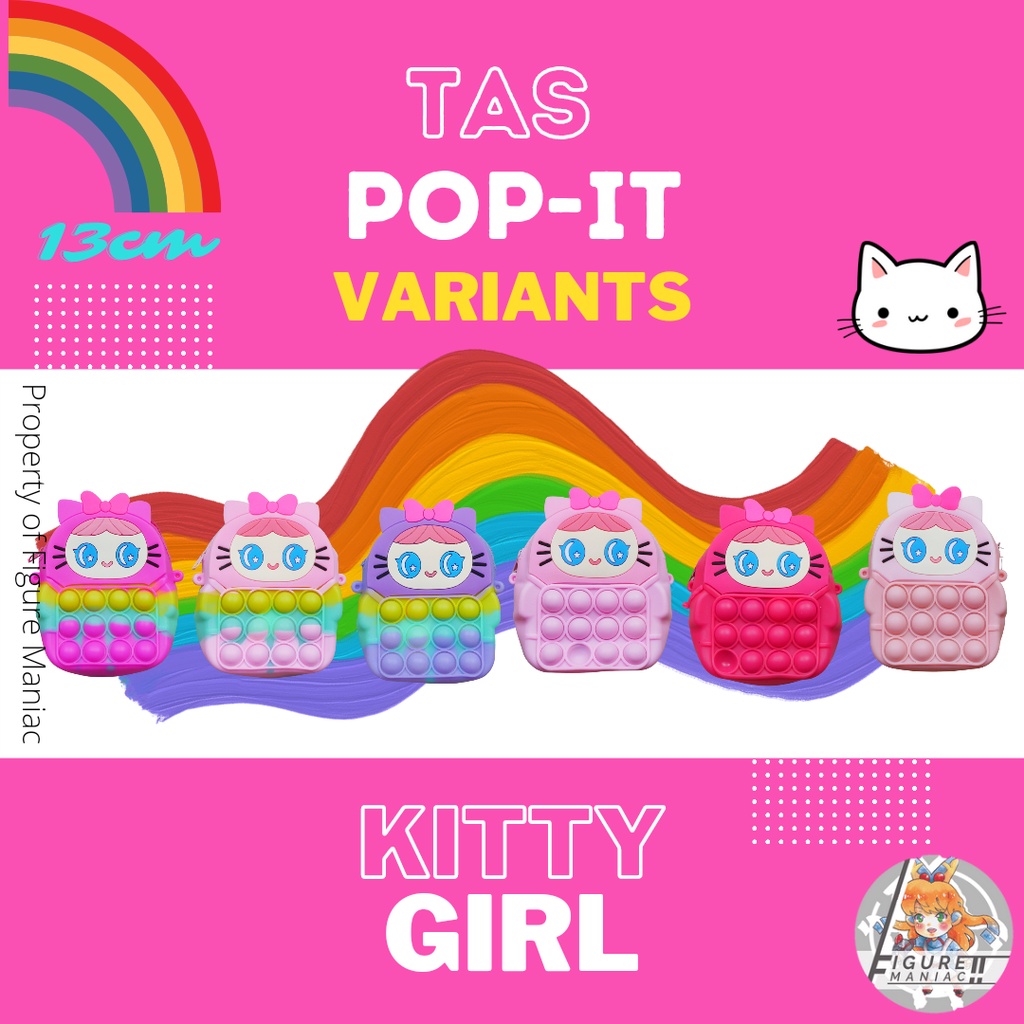 Tas Pop It Mini Kitty Girl Sling bag edition premium import size 13 cm free tali selempang Tas Anak Tas Handphone Tas Mainan Anak Tas Sekolah