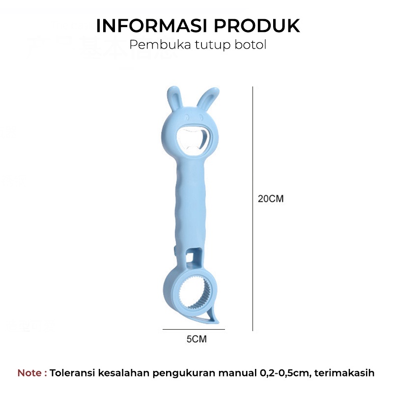 Alat Pembuka Tutup Botol Serbaguna 4 in 1 Kaleng Motif Kartun Hewan Warna Pastel MX1064