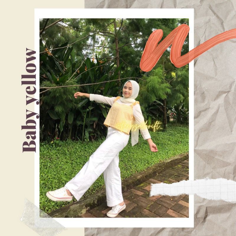 CROP TOP NUNA FUFFLE / CROP TOP KOREA/ TANK TOP KOTAK-KOTAK