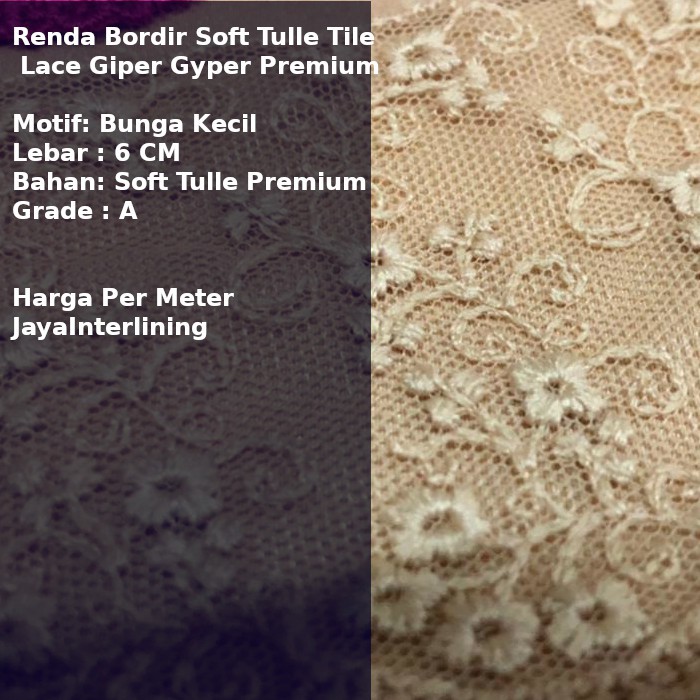 Renda Bordir Soft Tulle Tile  Lace Giper Gyper Premium SF