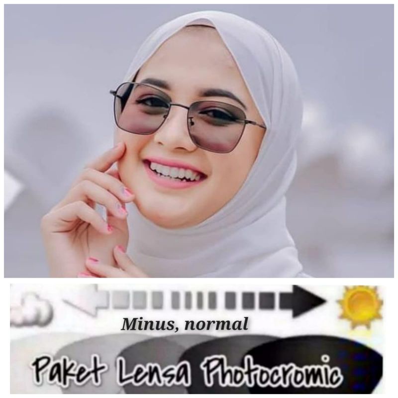 kacamata wanita paket lensa photocromic minus &amp; normal Anti radiasi 2662