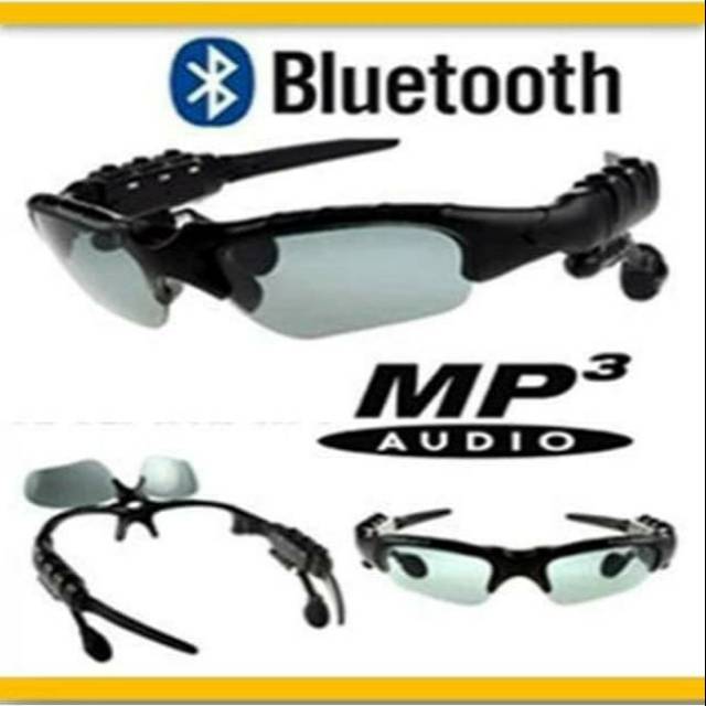 Promo Best Seller Kacamata Gaya Bisa Bluetooth Wireless Mp3 Setreo Headset Sunglasses Hitam