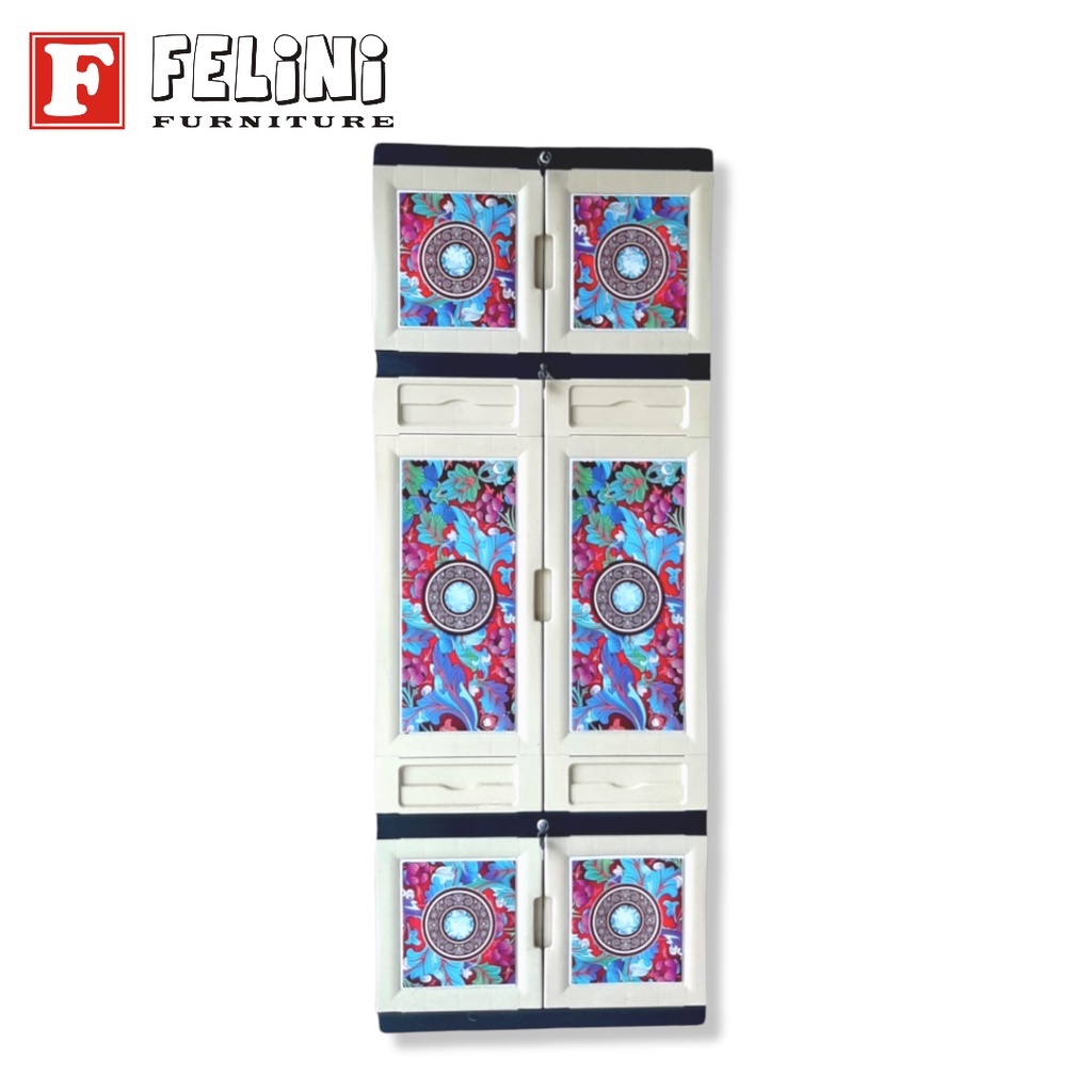lemari pakaian plastik motif bunga felini LP 131 CR-MR
