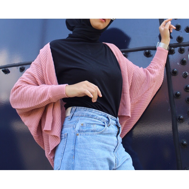 [RAJUT] Cardigan Rajut BATWING tebal-dusty pink