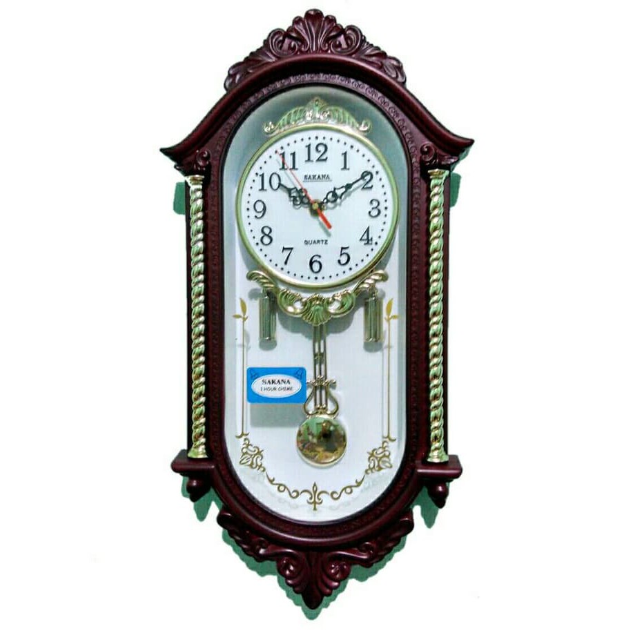 Jam Dinding Unik Model Bandul Klasik Sakana - Mawar