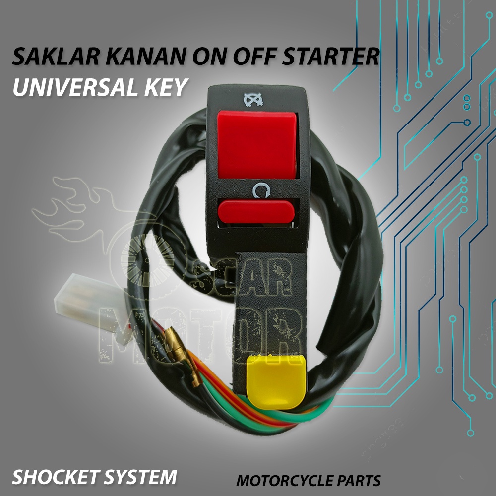 SAKLAR SWITCH KANAN MOTOR STARTER ENGINE ON OFF CUT KLAKSON STATER STANG UNIVERSAL motor