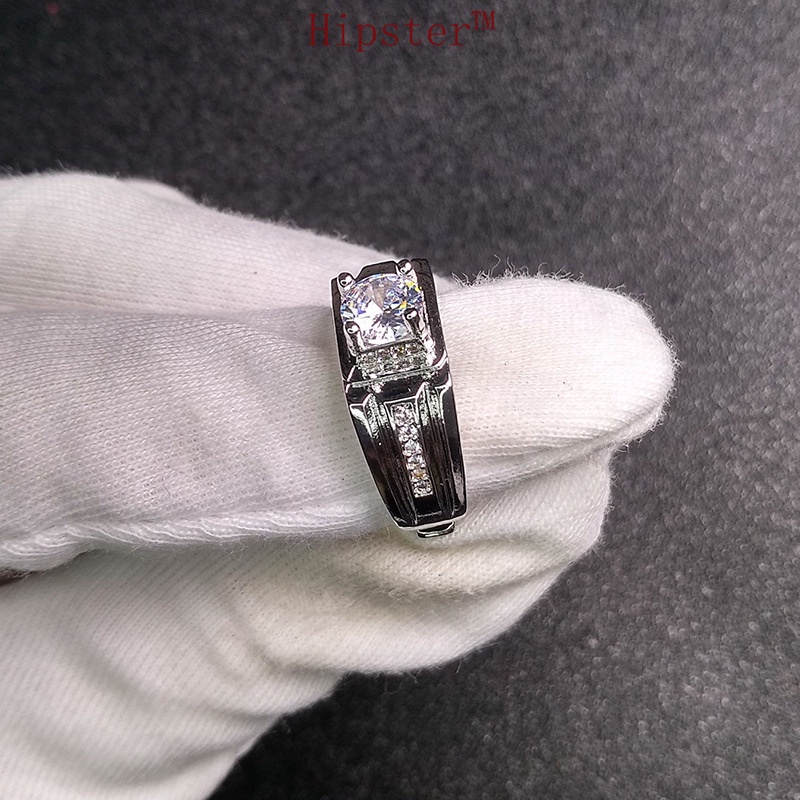 European and American Fashion Exaggerated Domineering Inlaid Square Diamond Ring