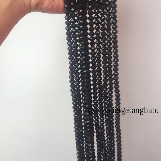 Crystal Ceko Doff 10mm HITAM BLACK beads manik donat rondelle eceran gelang kalung supplier toko