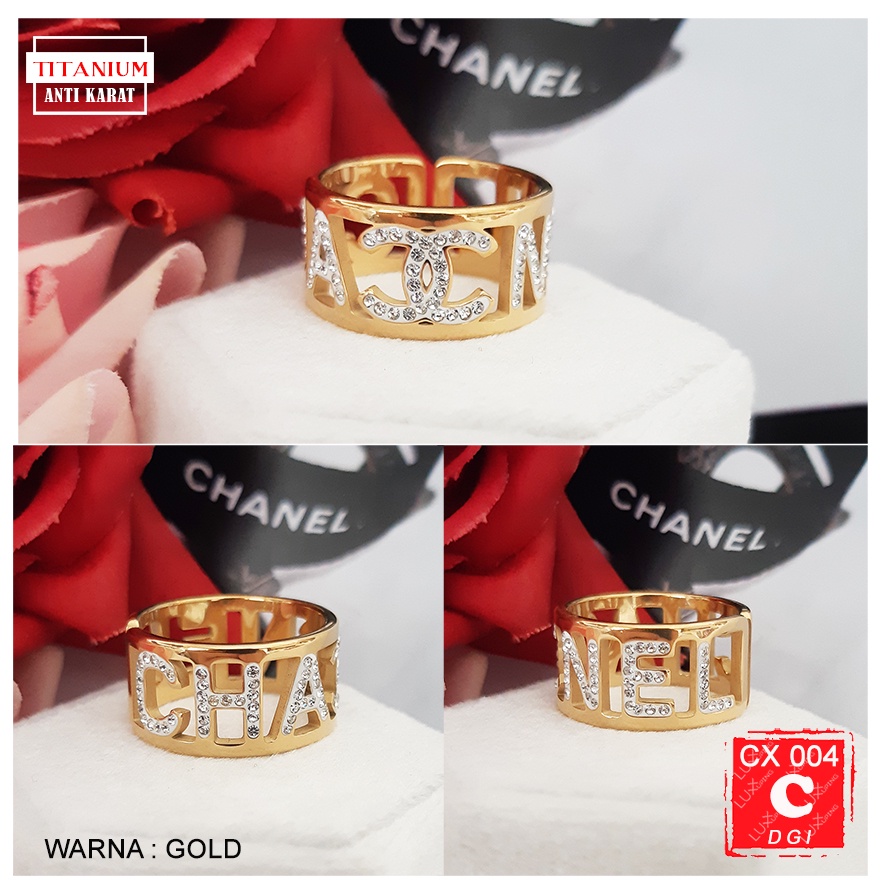 CX 004 Cincin Titanium Mewah Cincin Stainless Steel Anti Karat Premium Quality Cincin Awet Tidak mudah Luntur Cincin Kombinasi Mata Zirkon Perhiasan Mewah Cincin Fashion TitanLuxx Xuping