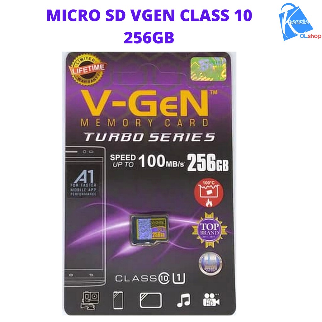 KHANZIAOLSHOP MEMORY HP MICRO SD VGEN 256GB CLASS 10 NA TURBO SERIES MEMORY CARD ORIGINAL