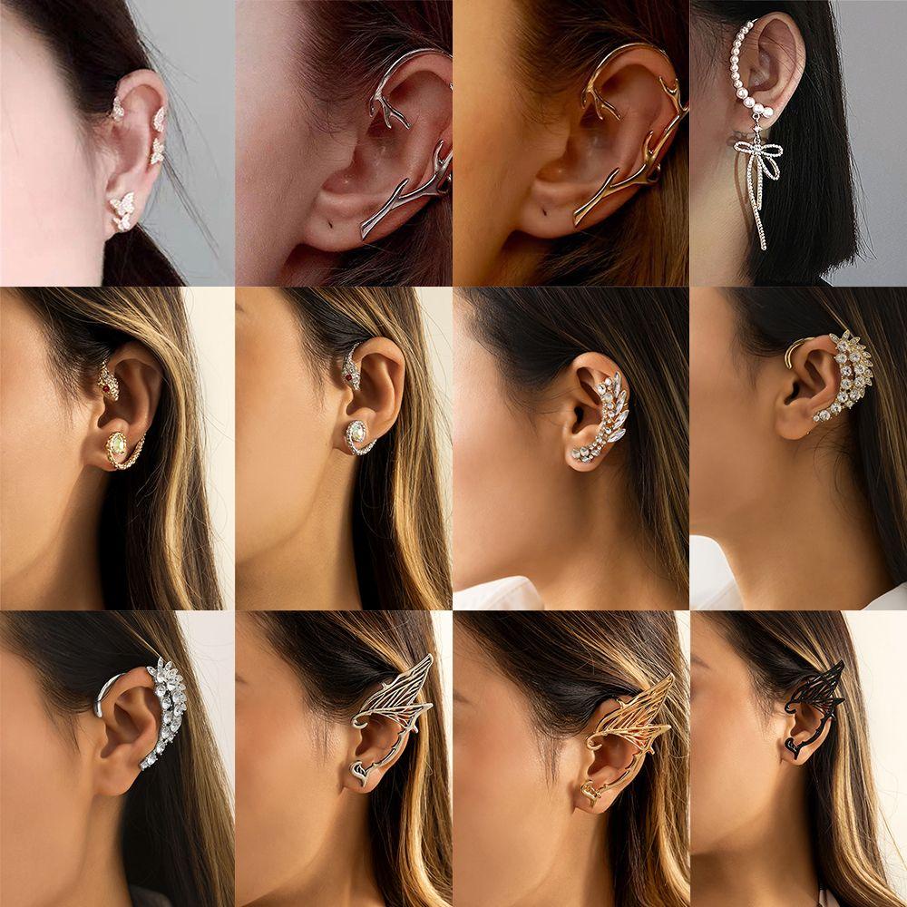 Preva Butterfly Ear Cuff Perhiasan Manset Telinga Fashion Geometris Tanpa Tindik Fake Piercing