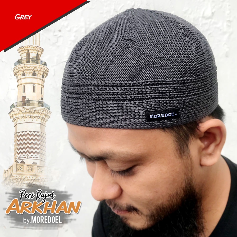 MOREDOEL - Kopiah Peci Rajut Pria Arkhan By Moredoel Nyaman dipakai Shalat dan Gaya dipakai Harian