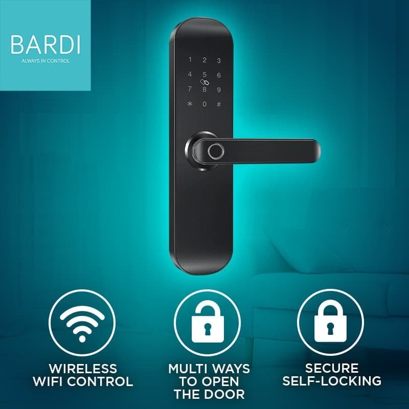 Bardi Smart Home Door Lock Handle RFID-Fingerprint Waterproof IP54 Kunci Pintu Smart