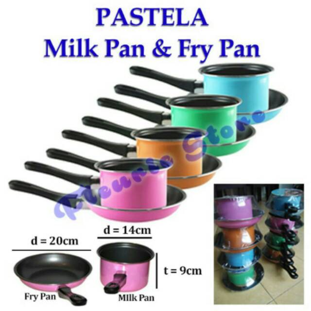 Maspion Pastela Set - Milk Pan 14cm + Fry Pan 20cm - Paket Panci Dan Wajan Murah