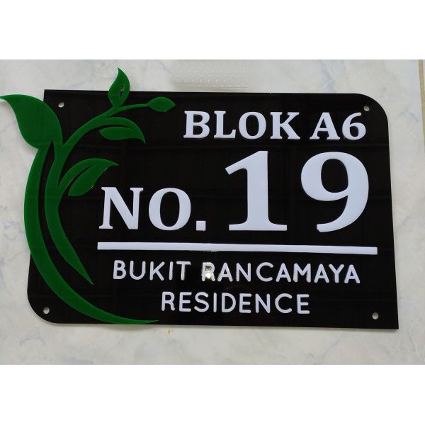 Papan Alamat Nomor rumah akrilik Series LASER TREE POHON EKONOMIS ADN