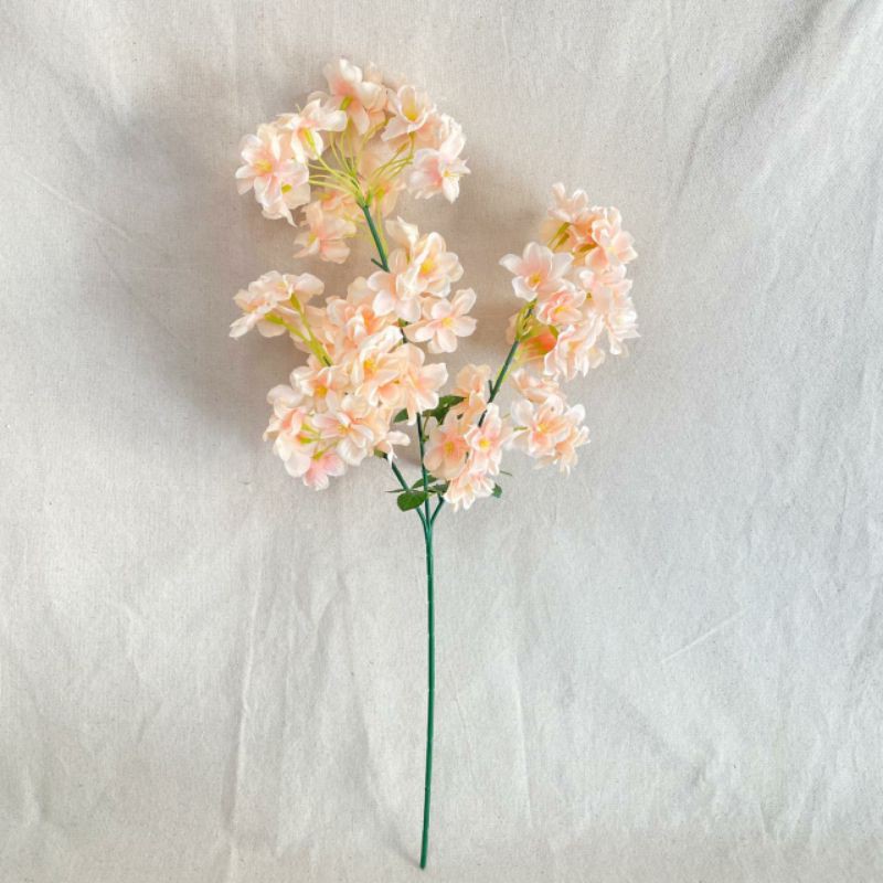 Bunga Cherry Blossom paris X3 (satuan) Bunga Artificial/Bunga Plastik/Bunga Dekorasi/Pernikahan-Peach