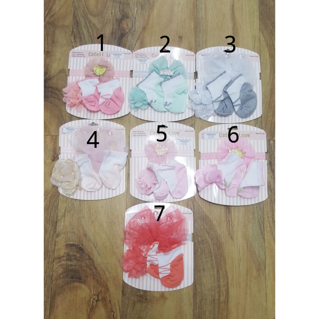 Catell Love Kaos Kak babyi+bando+jepitan 194794 usia 0-3bulan