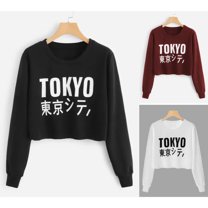 TBI Crop Top Sweater Tokyo Harajuku Kaos Model H&amp;M Baju Style K-Pop Korea