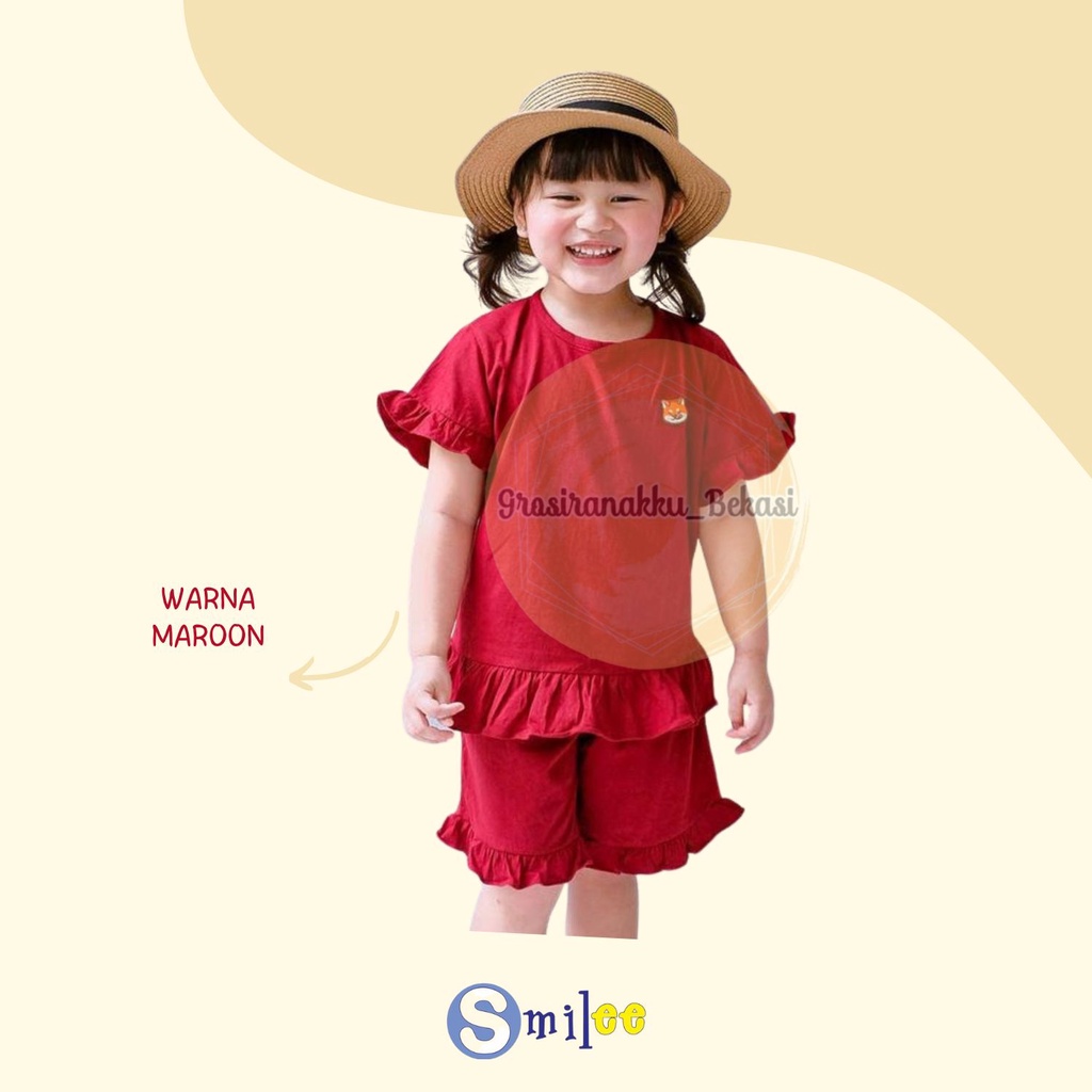 Setelan Anak Kaos Smilee Mamao Maroon Size 1-5Thn