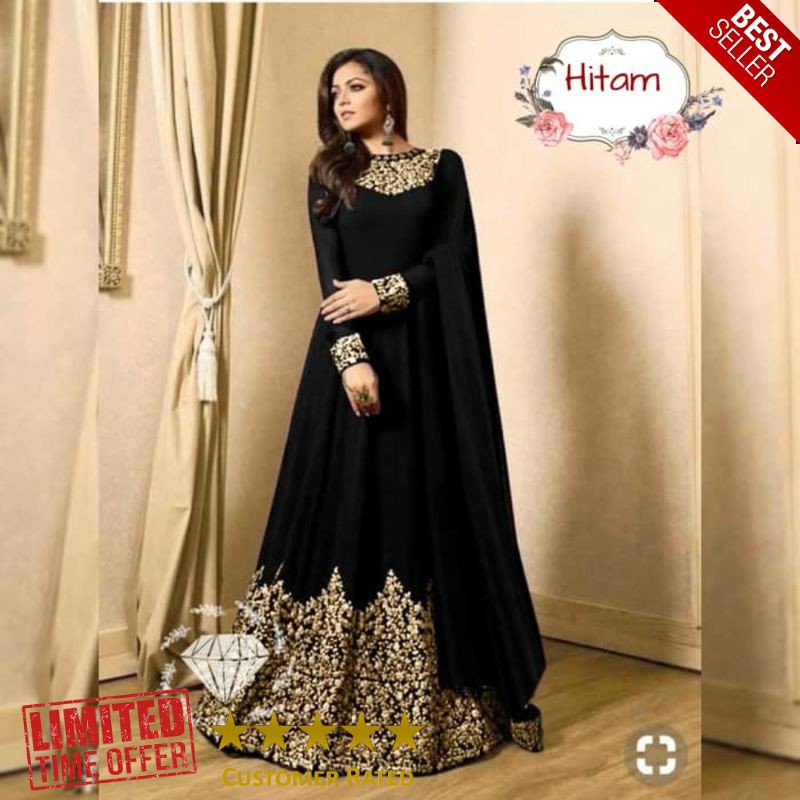 BEST Baju India Miss Rani hitam baju muslim pesta mewah mx dras vt