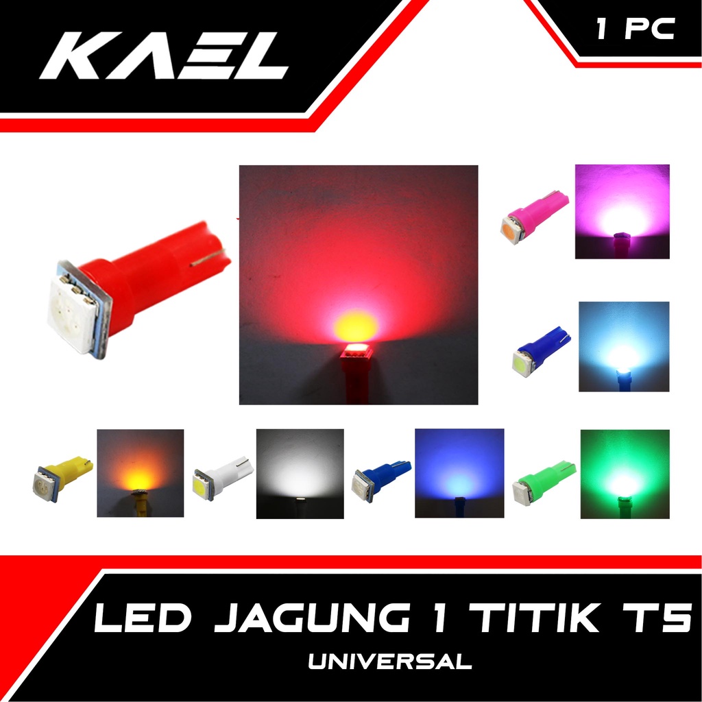 LED Jagung 1 Titik T5 Lampu KM-Kilometer-Speedometer-Speedo Meter-Kilo Meter Panel Dashboard-Dash Board Motor-Mobil Merah-Biru-Putih-Kuning-Hijau-Pink-Ice Blue