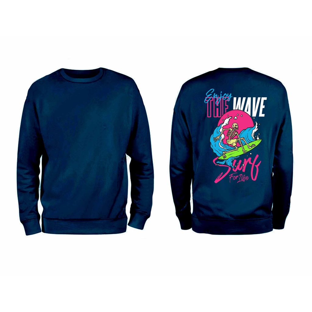 Sweater Crewneck Pria Wave Fleece Size M - XXL