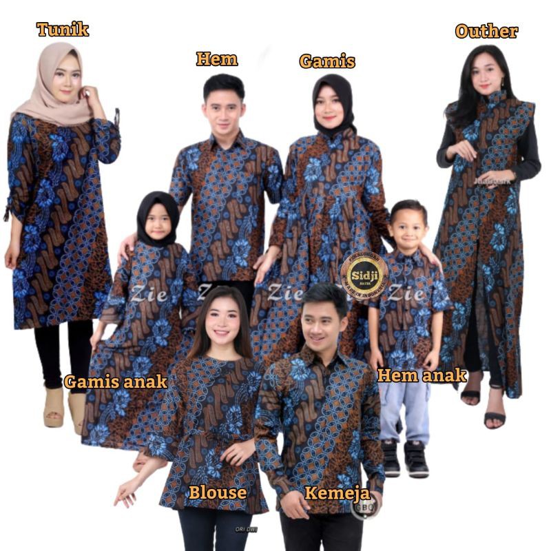 BISA PISAH BATIK KELUARGA ~ BATIK COUPLE KELUARGA MUSLIM MOTIF seno biru