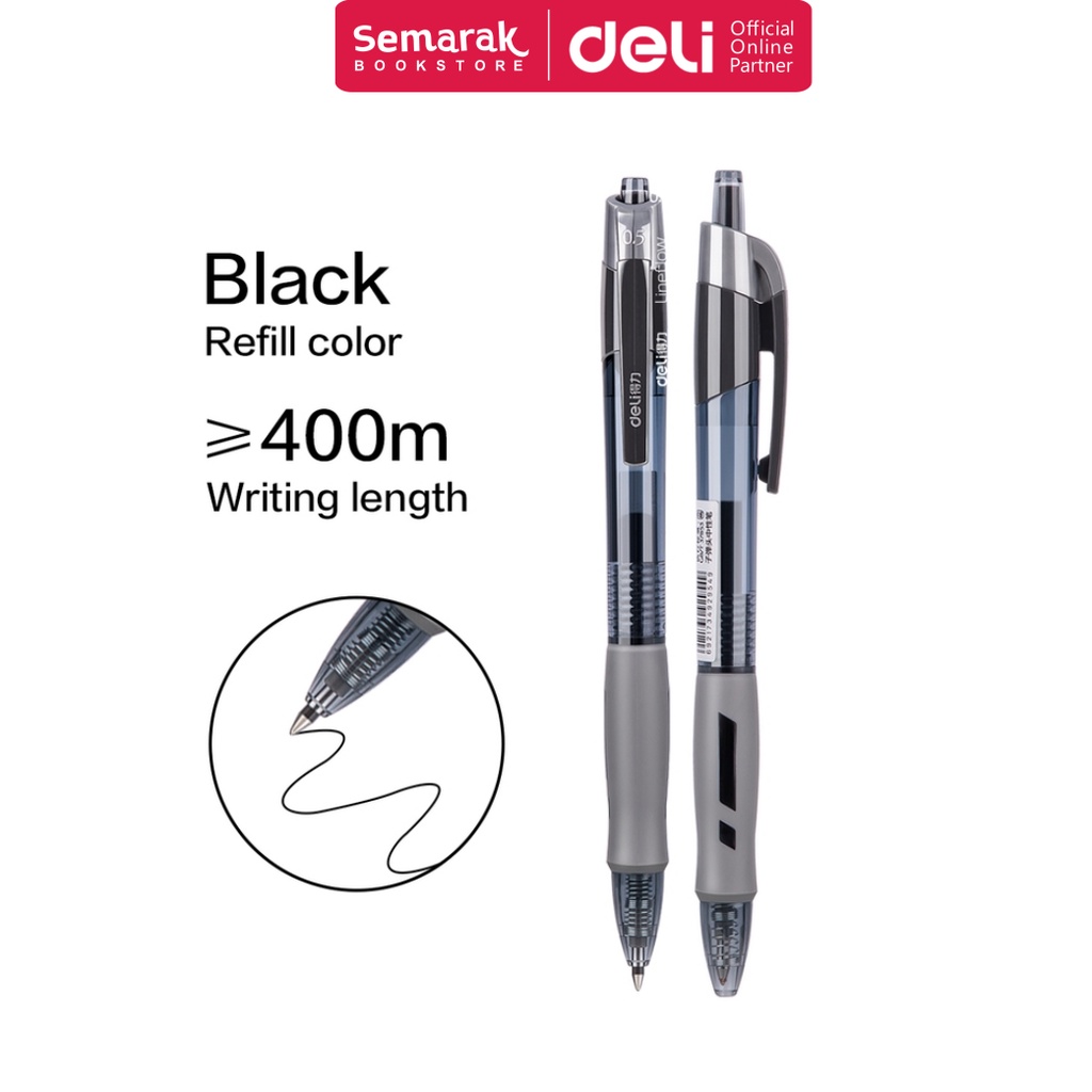 

Deli S08 Linef-low Gel Ink Pen Pulpen Jel Cetek 0.5 mm - Black