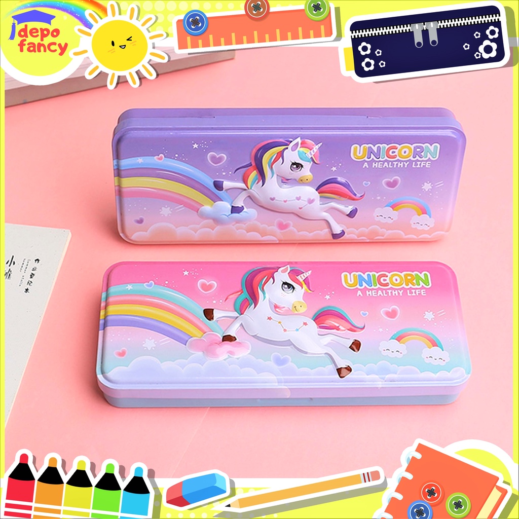 

Pencil Case Kaleng / Tepak Pensil Kaleng / Kotak Pensil Lucu 2 Susun B725