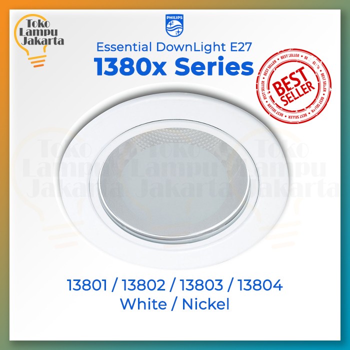 PHILIPS DOWNLIGHT Glass Recessed White / Nickel 13804 1x18w 230v