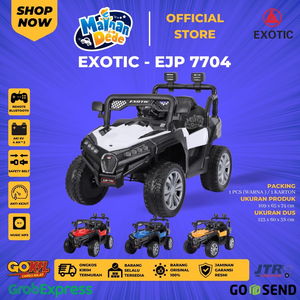 Mainan Mobil Aki Anak jeep Exotic EJP 7704 / EJP 7704+ BAN KARET-4