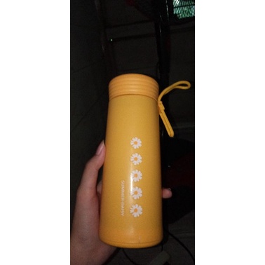 botol minum kaca tumbler unik motif bunga daisy