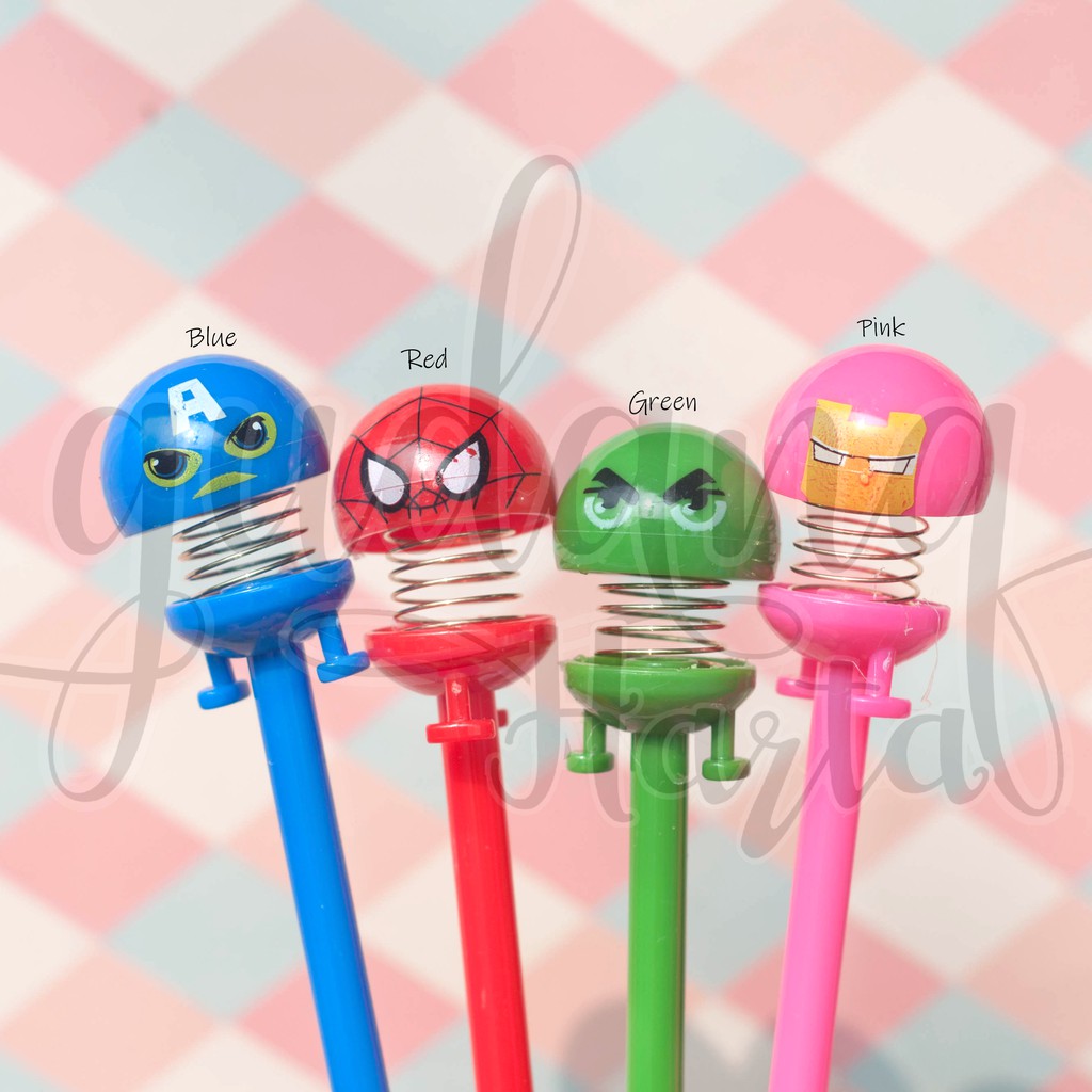 

Pulpen Gel Bouncing Emoticon Hero Captain America Hulk Iron Man Spideman Pena Unik Bolpen GC 307184