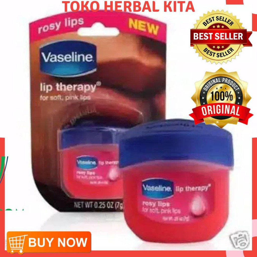 Vaseline Vaselin Lip Lips Balm Gloss  Rosy Therapy Terapy Original Asli Bibir Pecah 7gr
