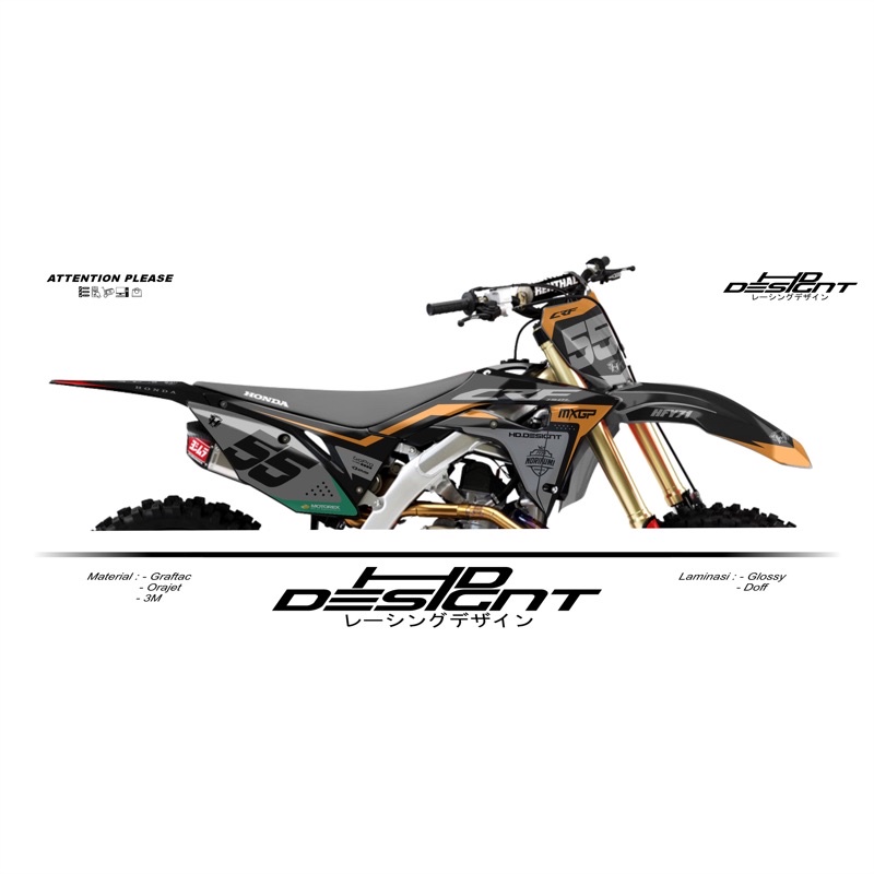 STIKER DECAL CRF•custom nama/nomor•sponsor