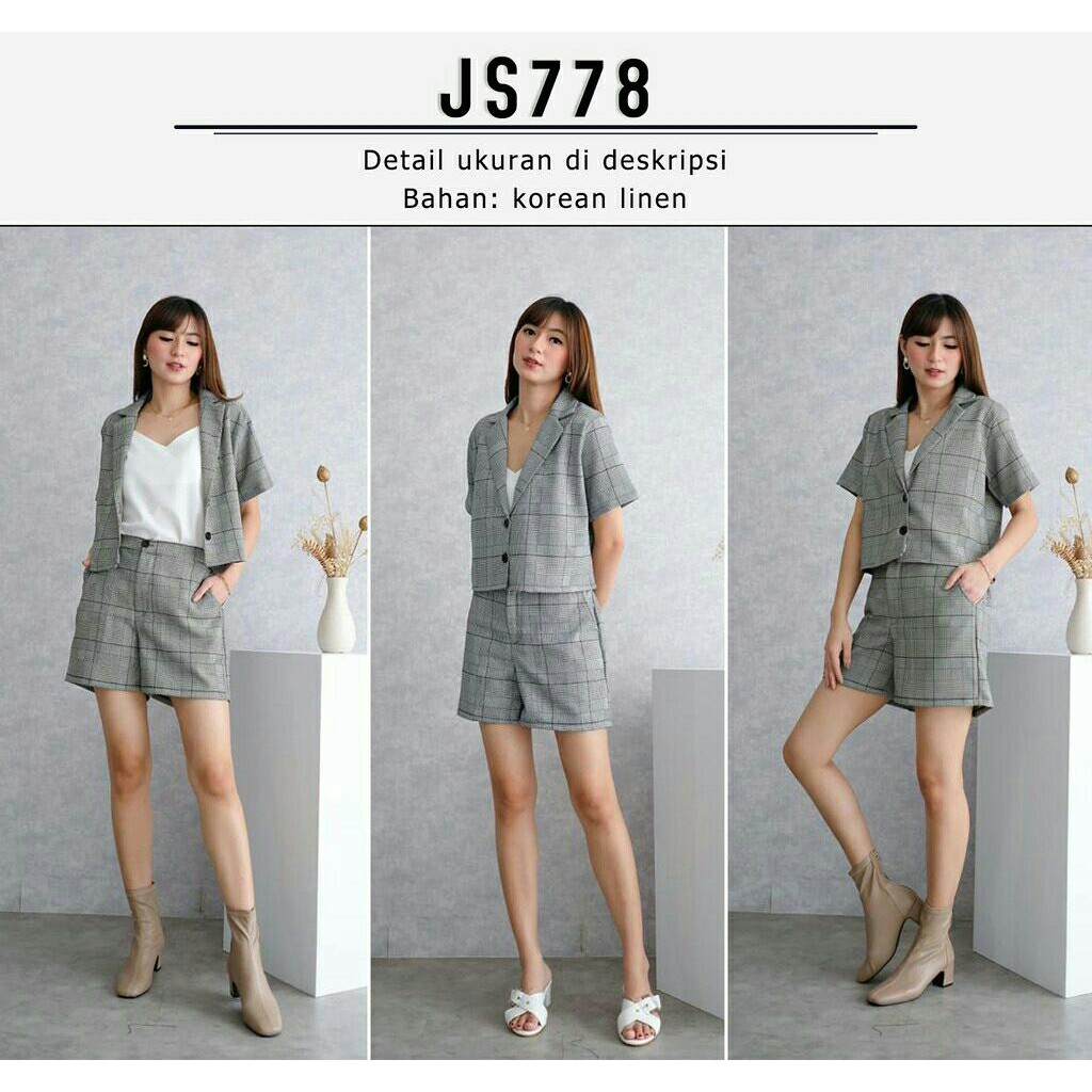 BAJU WANITA ONE SET BLAZER SET ATASAN BAWAHAN TOP BOTTOM SETELAN BLAZER KOREAN STYLE